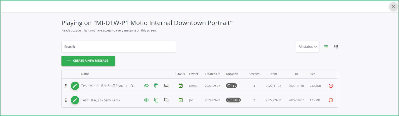 Show Message In Screen Example Publish User Guides: View What Is Playing On A Screen - Motio