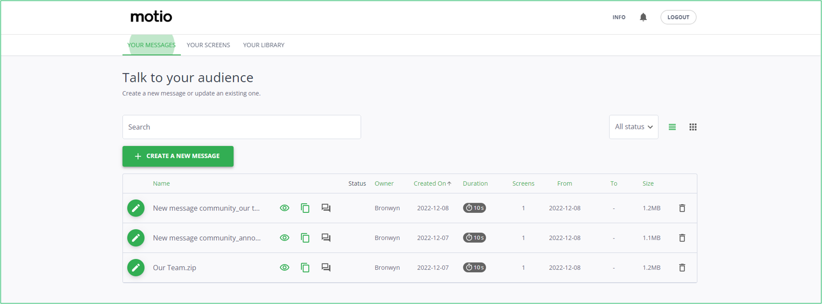 View Box Message Publish User Guides: How To View Screens A Message Is Playing On - Motio